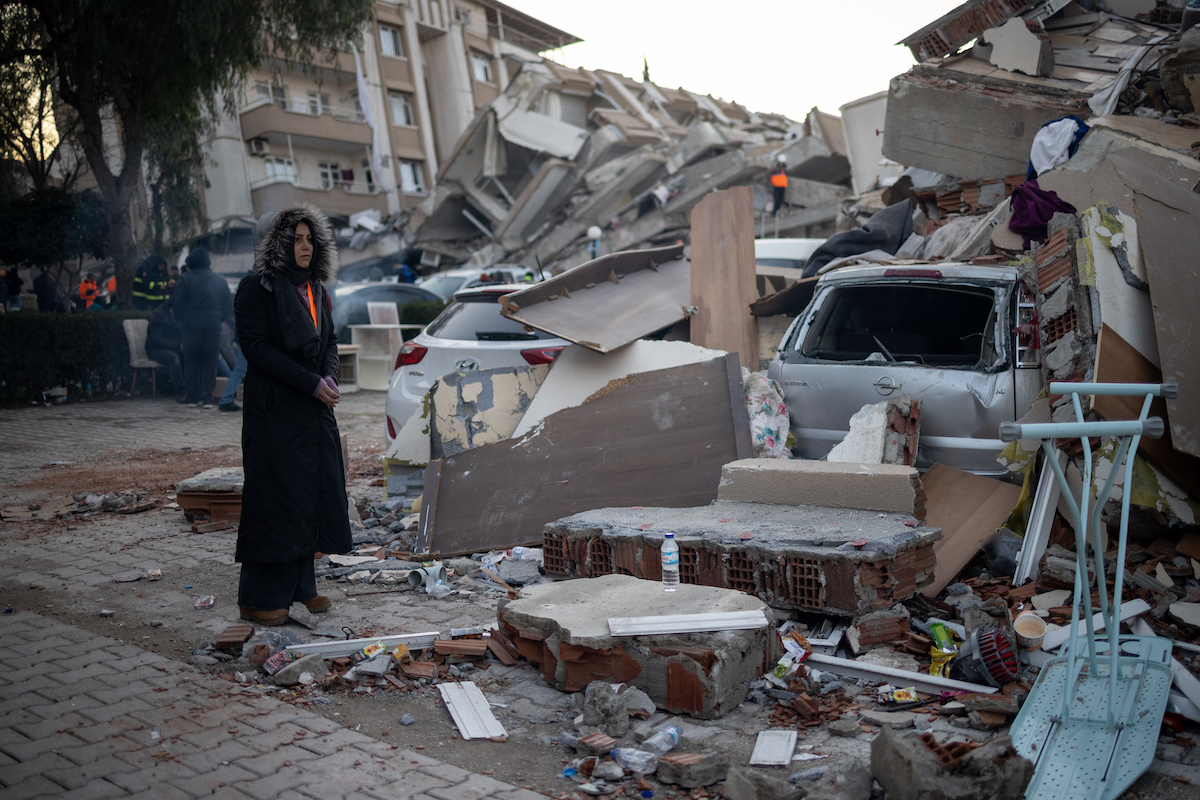 Emergency search and rescue crews search through the rubble of destroyed buildings in Antakya, Hatay, caused by the recent earthquake. (Photo: Tom Nicholson/Concern Worldwide)