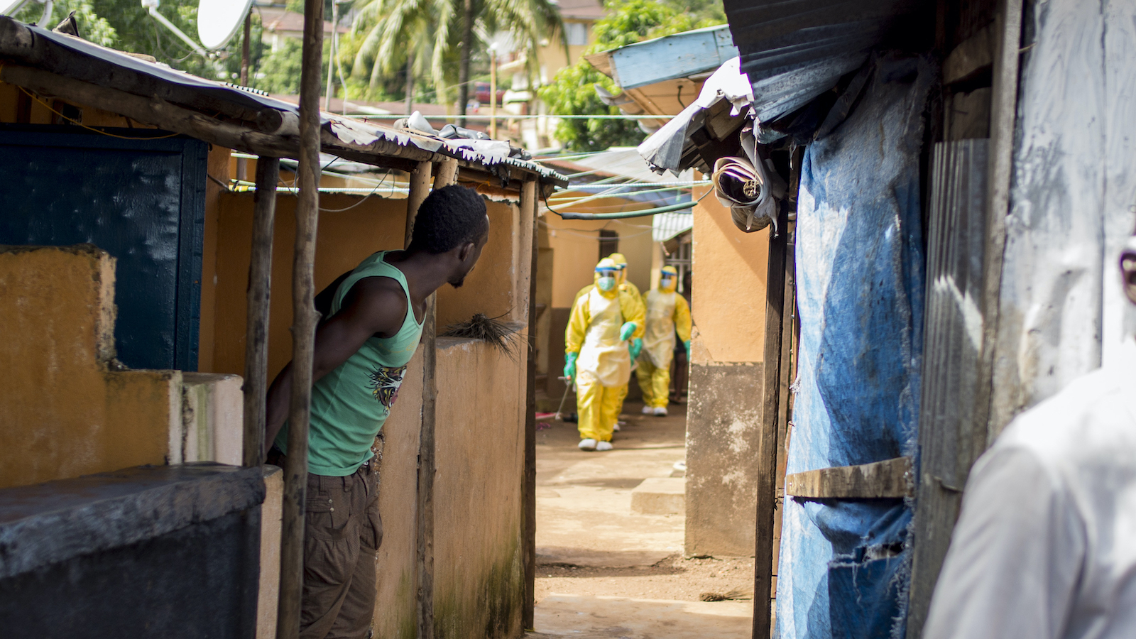 A street scene during the Ebola epidemic in Sierra Leone. 