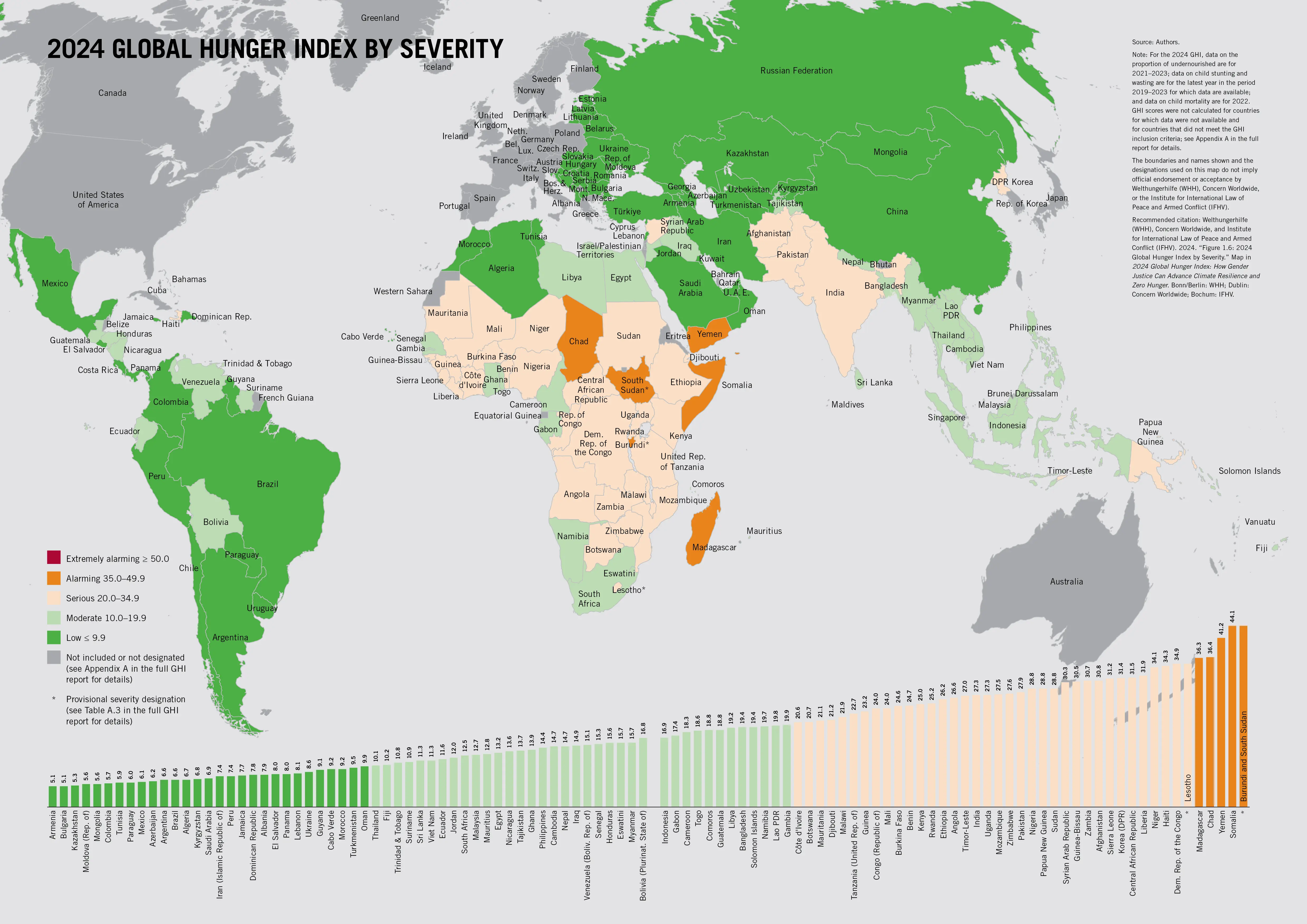 Map of global hunger index