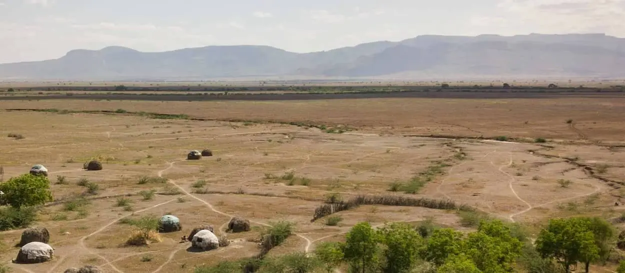 An aerial view of Nakinomet village in Northern Kenya's Turkana province.