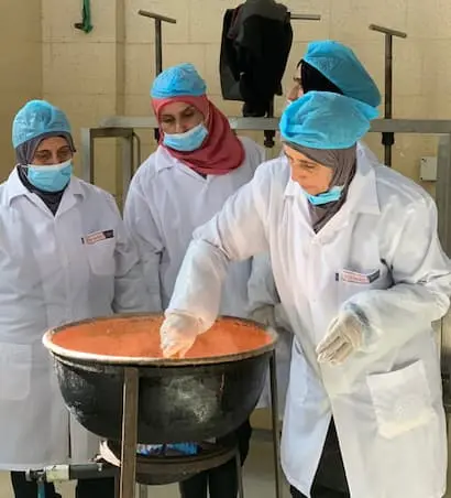 Syrian women taking part in a Concern dairy training project.