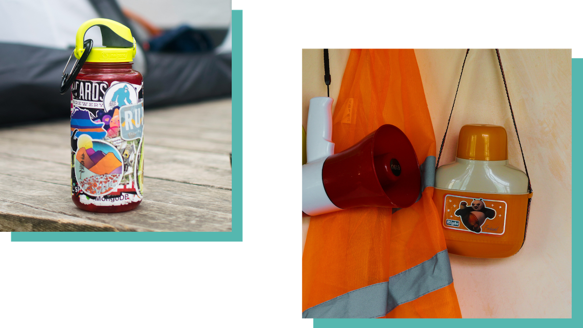 Left: A Nalgene water bottle (Paul Esch-Laurent/Unsplash); Right: A canteen, part of a kit used by a Concern-led Community-Based Disaster Management Committee in Afghanistan (Concern Worldwide)