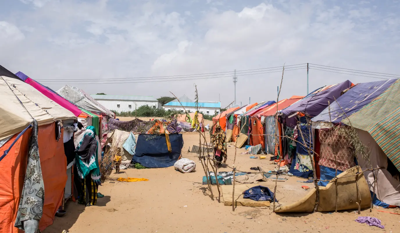 An IDP site on the outskirts of Mogadishu, Somalia.