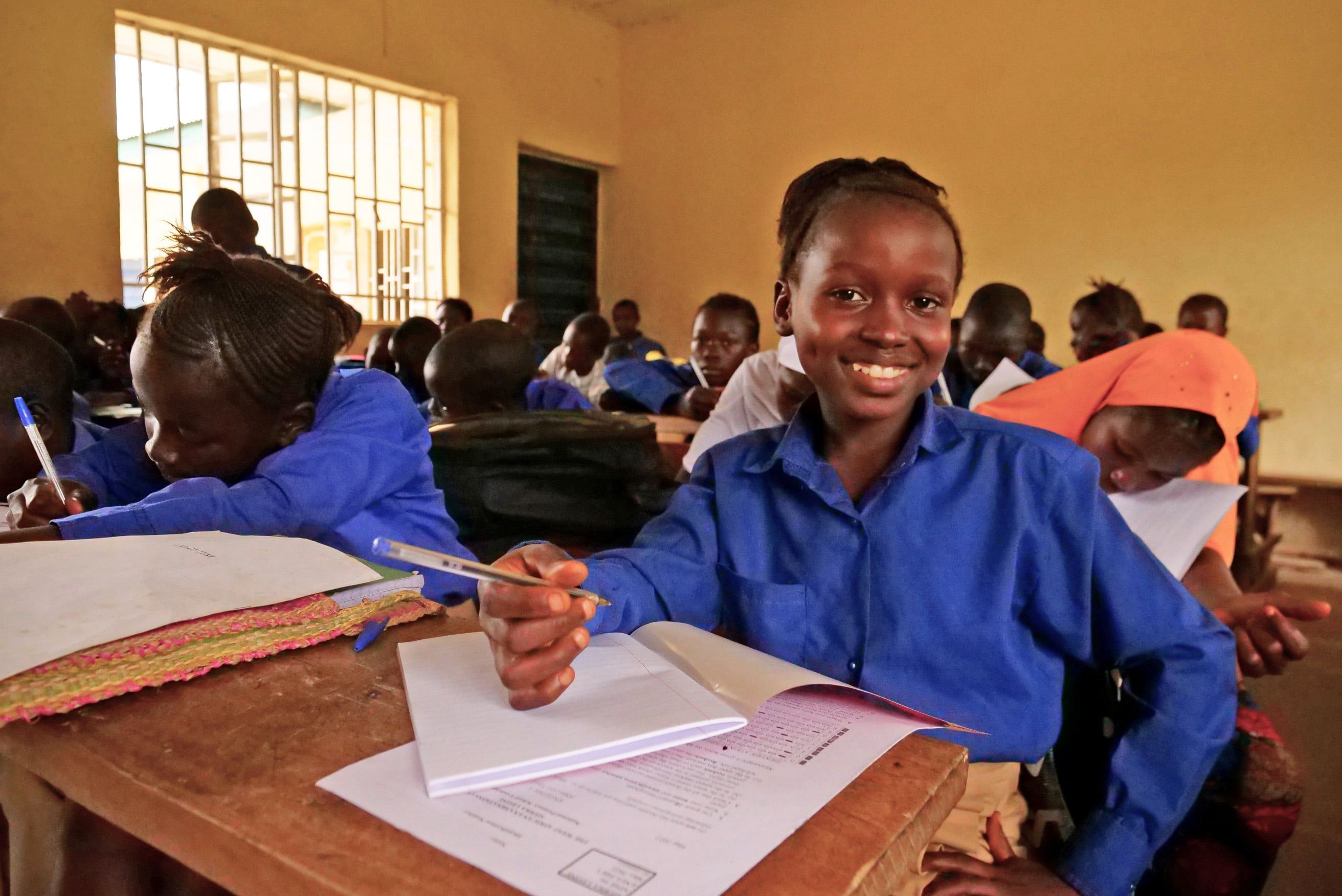 Mariatu Conteh (10) during a Class 6 lesson at the Muslim Brotherhood School in Masakong. (Photo: Conor O'Donovan / Concern Worldwide)