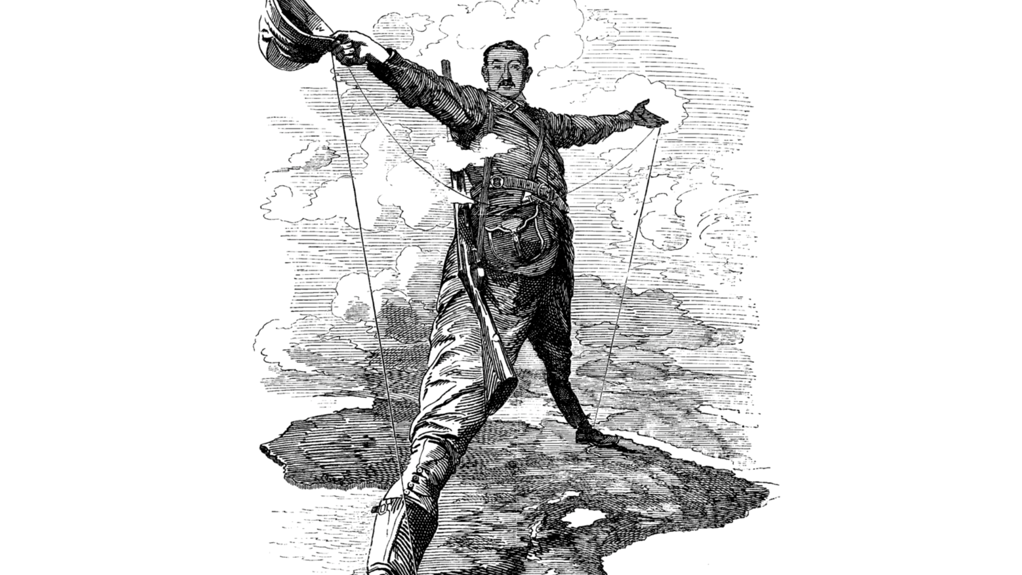 An editorial cartoon published in Punch magazine in 1892 references the Scramble for Africa, in which seven European powers divided the continent up amongst themselves.