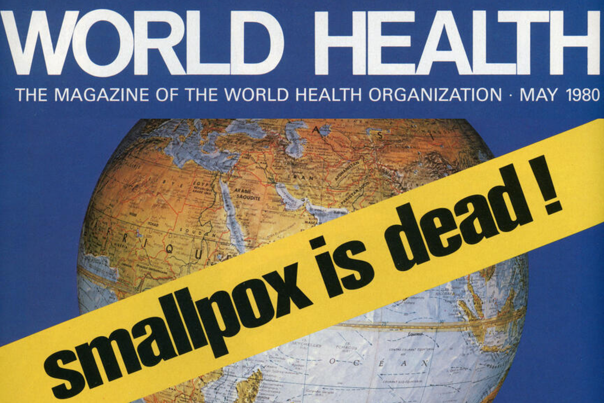 A detail of the May 1980 cover for World Health, the magazine of the World Health Organization, which declared